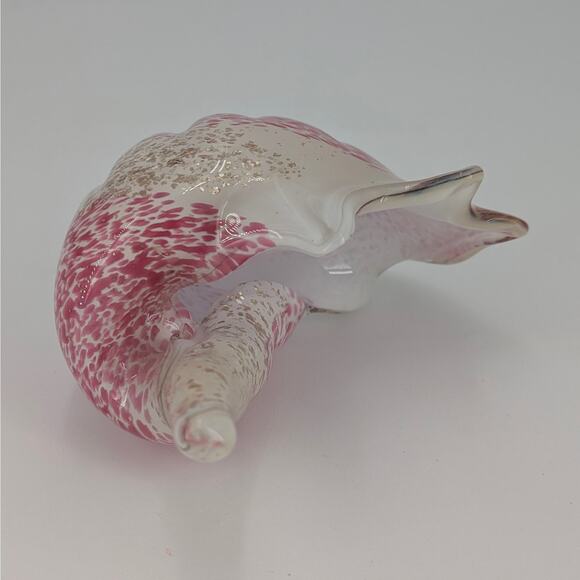 Hand Blown Glass Sea Shell Iris Bohemia Art Glass Czech Republic Pink Gold Coast - Picture 6 of 12